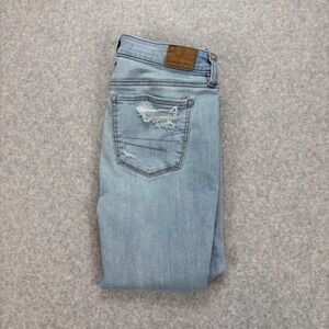 American Eagle Skinny Jeans Womens 4 Blue X-Short Light Wash Next Level Stretch